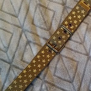 Army green belt with sparkly gold stars